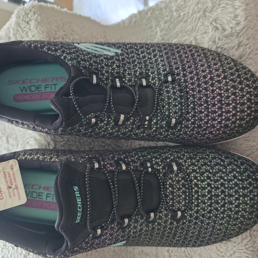 Skechers Black and Gray Knit Sneakers